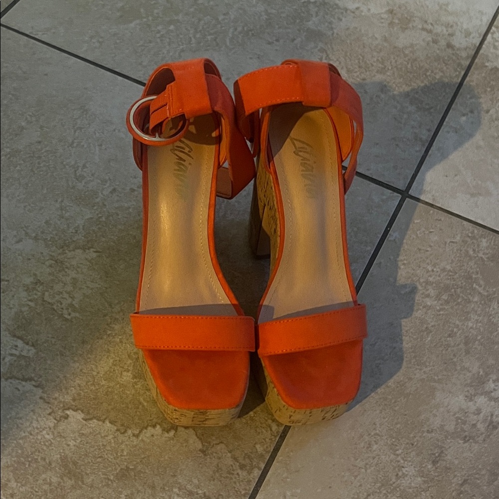 Liliana Bold Orange Platform Heels